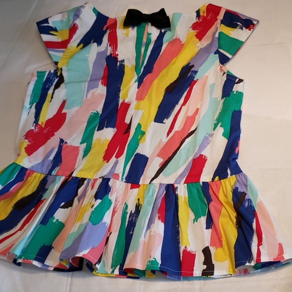 kate spade ♠️ NEW brush stroke peplum top blouse cotton fancy GIRLS XL 🎉HP🎉 - Picture 7 of 12